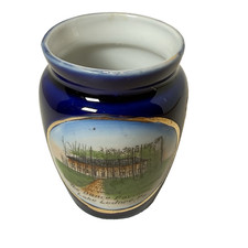 LAKE LODORE PA Antique DANCE PAVILION Souvenir COBALT TRINKET VASE picture