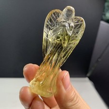 51 gNatural Yellow crystal quartz hand-carved Angel skull Crystal reiki healing picture