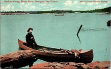 Postcard Moon River Georgian Bay Hunter with Deer in Canoe 1910 M67 picture