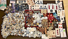 HUGE Estate Lot Vtg Mixed Buttons 3 lbs 1300 pc Plastic Metal MOP Sewing Crafts picture
