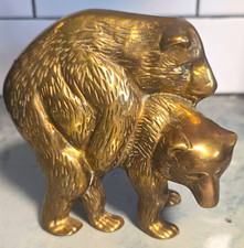 Vintage Mid Century Brass Bears Mating Humping Making Love Figurine Paperweight picture