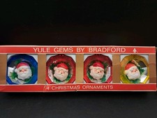 Vintage Yule Gems By Bradford Santa  Christmas Ornaments Original Box picture