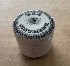 Vintage EYE OINTMENT Ironstone Pot w/ Lid Transferware Apothecary Victorian picture