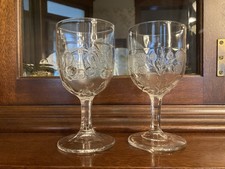 2 Vtg EAPG Goblets-“Cherry”, Bakewell, Pears, & Co. (1870) &Leaves (unknown)-exc picture