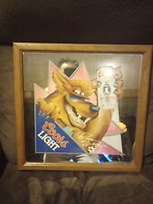 Vintage 1990 Coors Light Beer Wolf Framed Mirror Bar Sign 15 1/2” X 15 1/2”  picture