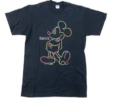 Vintage Velva Sheen Disney Neon Mickey Mouse L Shirt Minnesota Made In USA picture