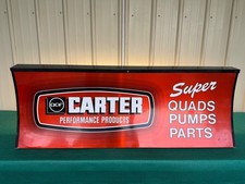 Vintage Carter Carburetor Advertisement Sign and Cabinet for Parts Book Holder picture