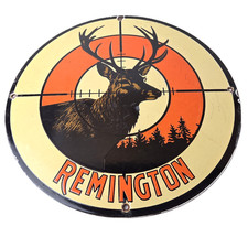 Vintage Remington Porcelain Sign - Firearms Rifles Deer Scope Gas Pump Sign picture