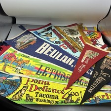 Vintage LOT OF 8 Souvenir Felt Pennants Travel Tourism 1950’s -1970’s picture