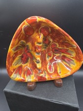 Vtg MCM/Retro/Boho Ceramic Orange Drip Glaze Ashtray 1960-70s Studio Art Pottery picture
