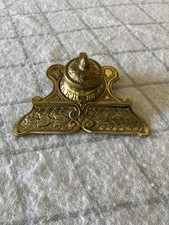 Antique Art Nouveau Cast Brass Ink Well picture
