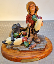 Vintage Ducks Unlimited “Can We Go?” Statue Figurine -Boy -Dog - Duck Decoys   d picture