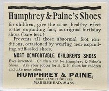 1876 Humphrey & Paines Children Shoes Vintage Original Print Ad Marblehead Mass picture