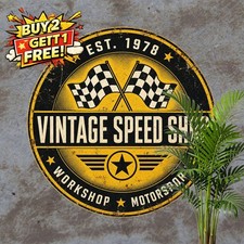 Racing Logo Metal Sign Vintage Auto Shop Cave Wall Decor Plaque 8x12 picture