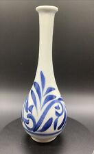 Vintage Handmade Japanese Blue and White Porcelain Vase 8” picture