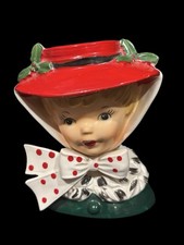 Vtg 1962 INARCO Christmas Miss Holly Lady Head Vase Ceramic Japan RARE picture