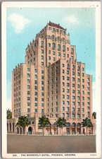 Phoenix, Arizona Postcard ROOSEVELT HOTEL Street View / Curteich 1928 Cancel picture