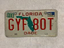 FLORIDA LICENSE PLATE DADE COUNTY GYF 80T FEBRUARY 1990 picture