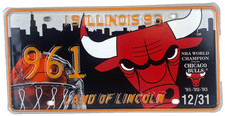 Vintage 1993 Illinois Chicago Bulls Special Event World Champaigns License Plate picture