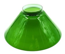 NOS Vintage 10” Dia. Green Cased Glass Dome-Shape Thin-Wall Shade 3-1/4” Fitter picture