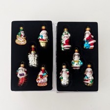 Vtg 2004 Target Hand Crafted Glass Santa Ornaments Lot of 2 Sets Complete NIB picture