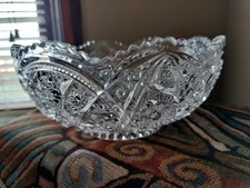 Crystal Bowl Maltese Cross Design Hobnail 8.5 MCM EUC Vintage Beautiful picture