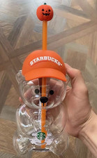 2026 Star bucks Halloween Bearista Bear Cup Tumbler Pumpkin Topper Cap NEW BOXED picture
