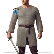 ZEHRA Medieval Hauberk – 9 mm Round Riveted Chain-mail Armor LARP Halloween Gift picture
