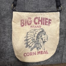 Vintage Big Chief Hybrid Corn Meal thick Cloth Bag Sack Indian Keokuk IA North W picture