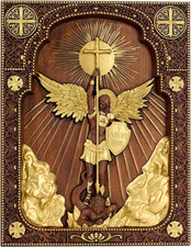 Wooden Archangel Michael Wall Decor St Michael Statue-10 Inch picture