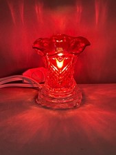 Vintage Style Red Glass Electric Accent Lamp Night Light w/ Inline Switch picture