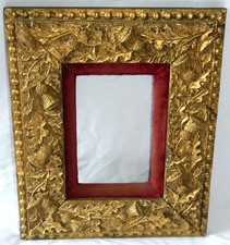 Pretty AESTHETIC 1880 Gilt Antique VICTORIAN Thistle Gesso Small Portrait Frame picture