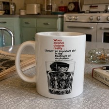 Vintage Librium Alcoholism Treatment Advertising Coffee Mug 11 oz Funny Retro... picture