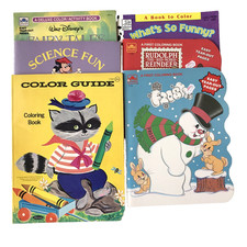 6 Vintage Coloring Books: 5 Unused Whitman Golden Disney, 1 Fairy Tales 95% used picture