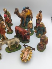 Vtg Columbia Statuary CS Chalkware Nativity Set Lot 14pc Large Plaster Creche picture