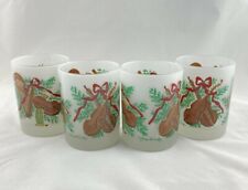 4 Vintage Georges Briard Glasses Double Old Fashioned Holiday Christmas Rocks  picture