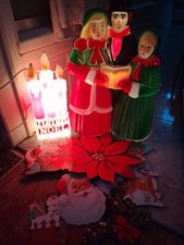 Vintage Empire Blow Mold Dickens Victorian Christmas Carolers NOEL Die-cut Lot picture