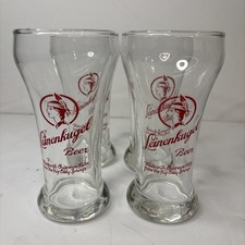 Vintage Leinenkugels Beer Glasses Set Of 4 Red Native Maiden Logo Script 5” Tall picture