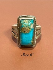1940's Navajo Hand Made Turquoise and Silver Ring Sz 6 picture