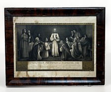 Antique 1915 Polish First Holy Communion Framed Print M.H. Wiltzius Germany picture