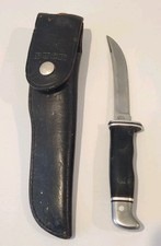 Vintage Buck Fixed Blade Hunting Knife With Sheath USA picture