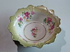 Vintage Porcelain Decorative Bowl Floral Pattern Gold Trim Lattice Edge 11