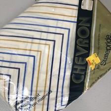 Vintage Statepride Chevron Full Fitted Sheet 54x76 No Iron Fortrel Cotton NIP picture