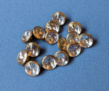 15 vtg crystal glass rhinestone clothing sewing BUTTONS, metal shank backing picture
