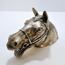 Ted Arnold Horse Head Stapler Heavy Brass Metal  Decor Vintage Equestrian 1960s picture