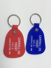 2 Carrollton Co Trust Missouri Keychains Vintage Advertising Key Rings picture