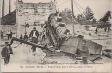 LITHO France Train Wreck Scene During WWI 