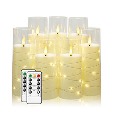 Sasigeiaa Flameless Candleswith Embedded Star String Battery Operated Candles picture