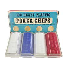 Vintage 100 Crisloid Heavy Plastic Poker Chips in Case & Original Box USA picture