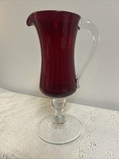 Blenko Glass Regal Line Ruby Red Pitcher Hand Blown Art Glass 9.25